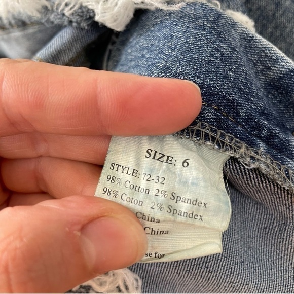 [S] Vintage y2k FWR Distressed Denim Mini Skirt Women’s Coastal Festival Pockets - Picture 9 of 10